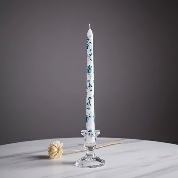 Bougies longues porcelaine bleue (lot de 2)
