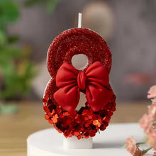 Bougie chiffre d'anniversaire nœud rouge - vue 8