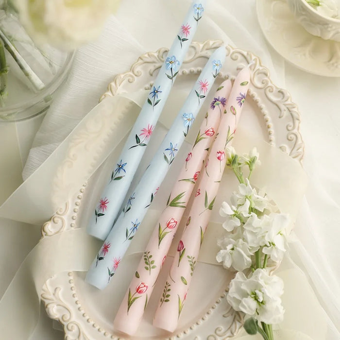 Bougies longues coniques rose (lot de 2)