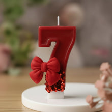Bougie chiffre d'anniversaire nœud rouge - vue 7