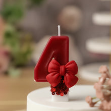 Bougie chiffre d'anniversaire nœud rouge - vue 4