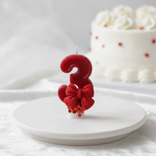 Bougie chiffre d'anniversaire nœud rouge - vue 3