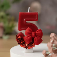 Bougie chiffre d'anniversaire nœud rouge - vue 5