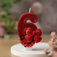 Bougie chiffre d'anniversaire nœud rouge - vue 6