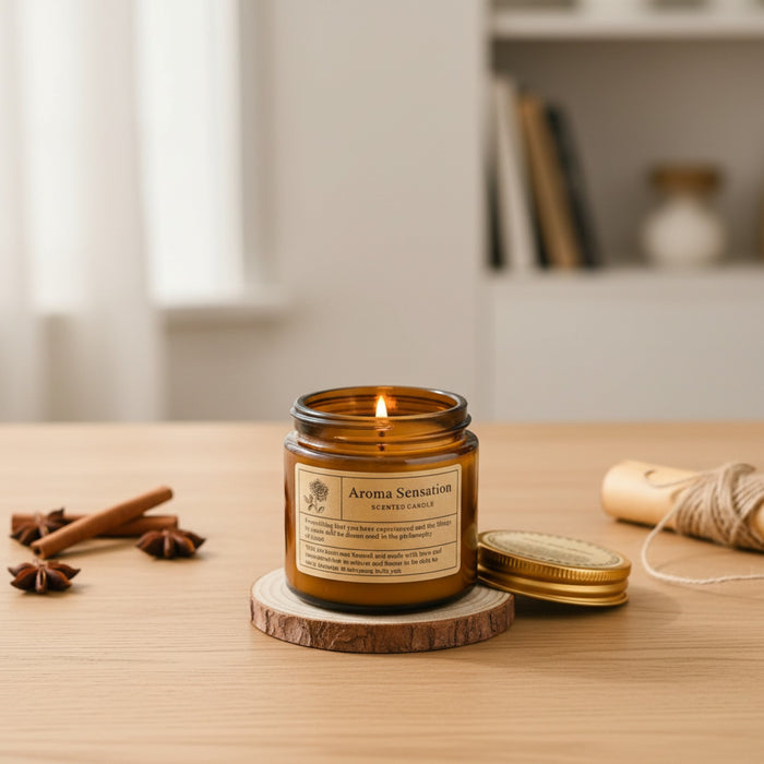 Bougie parfumée en verre ambré